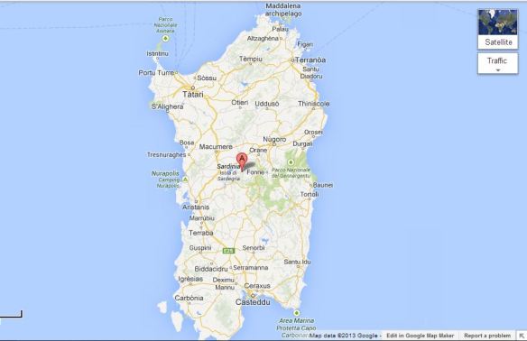 Map Sardinia in Sardo