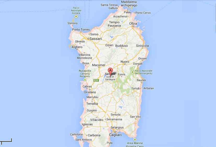 Map Sardinia in Italian